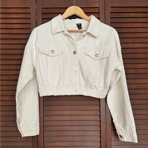 NEW Windsor White Cropped Jean Jacket Denim Button Front Women’s Size S